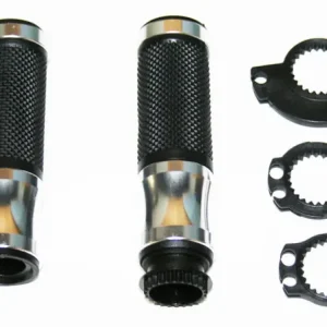 Universal Grips w Throttle Sleeve ~ Silver - 7/8" - (02-2427) Instant Buy