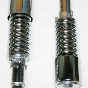 All Chrome w Short Upper Shroud Shock Absorber Set ~ 290mm Eye to Clevis - (06-3591) One Day Deal