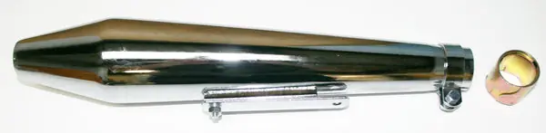 Chrome Reverse Cone Shorty Muffler w Non Removeable Baffle ~ 19" Long (06-6995) Handmade
