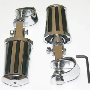Direct From Factory Custom Striped Rubbed Chrome Crash Bar Highway Footpeg Set (19-0058)