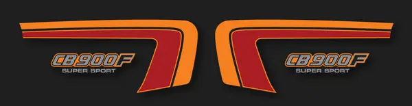 CB900F 1982 Side Panel Stripe & Logo Decal Set ~ Black Model (73-0689) Modern