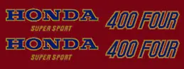 Certified CB400F 1977 Tank & Side Logo Decals ~ Candy Antares Red (73-0700)