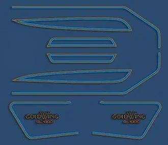 GL1000K 1977 Complete Decal Set ~ Candy Sirus Blue Model (73-0747) Fresh Stock