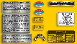 Crafted CB400F 1977 ~ Parakeet Yellow Model ~ Warning and Service Label Set (73-0803)