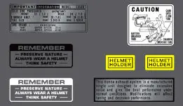 Free Delivery CB500K 1971-73 ~ Warning and Service Label Set (73-0806)