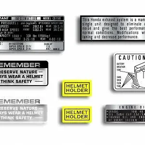 CB750K 1971-72 ~ Warning and Service Label Set (73-0826) Bulk Order