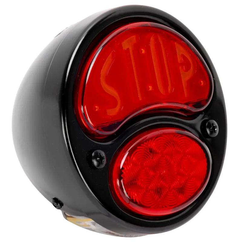 Original 1928 - 1932 12V LED Black Out Ford Duolamp - Stop Lens - Model A Stainless Steel Tail Light