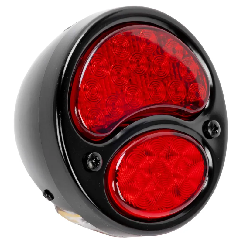 Crafted 1928 - 1932 12V LED Black Out Ford Duolamp - Original Red Lens - Model A Stainless Steel Tail Light