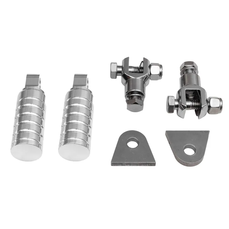 Modern FTCL - SHoRTi Foot Pegs - 7075 Aluminum - Raw Machined Finish - Deluxe Weld-on Kit