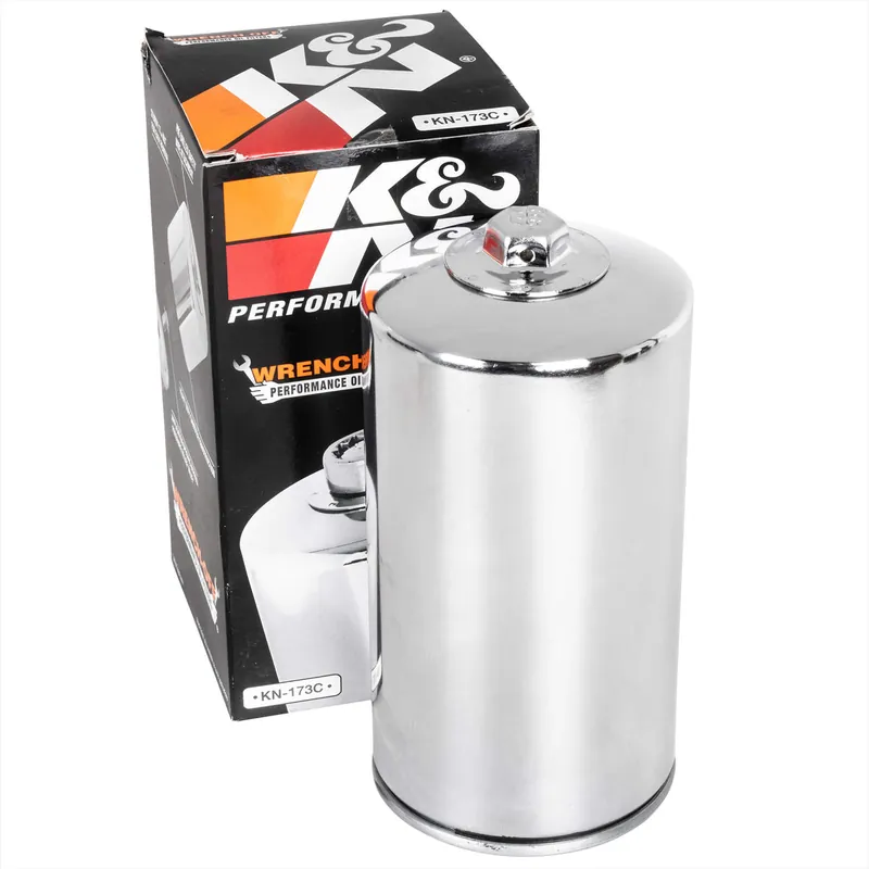 In Demand Oil Filter - Chrome - 1991-1998 Harley-Davidson Dyna - K&N Part # KN-173C