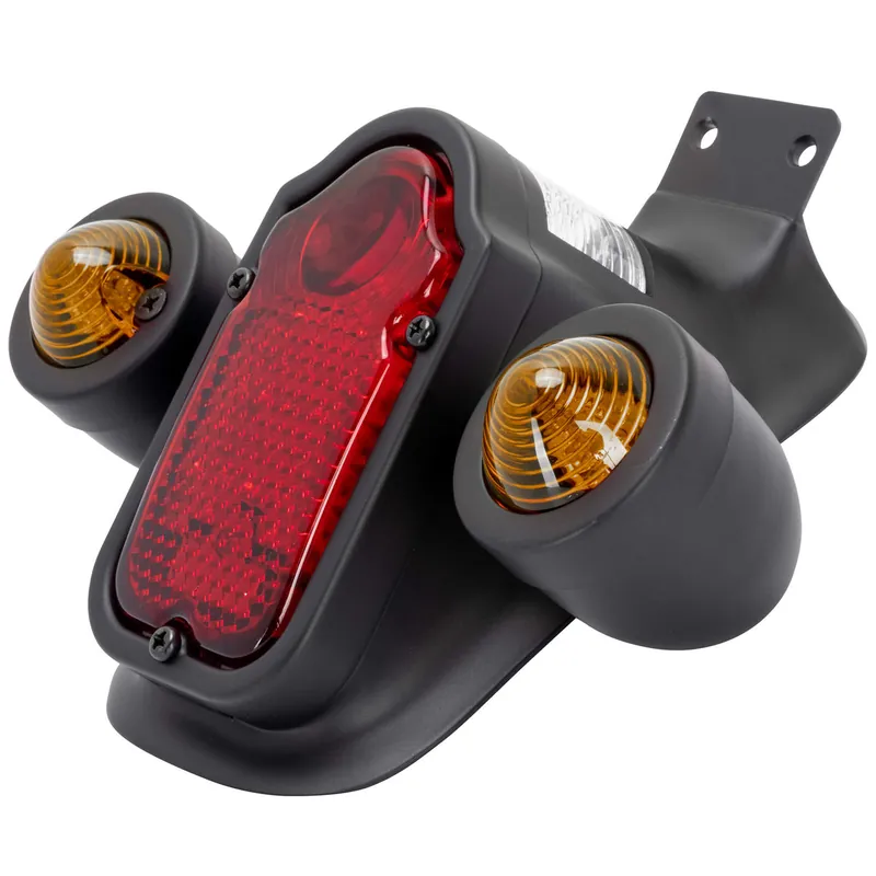 Place Order Tombstone LED Taillight w/ Amber Turn Signals - Red Lens - Black