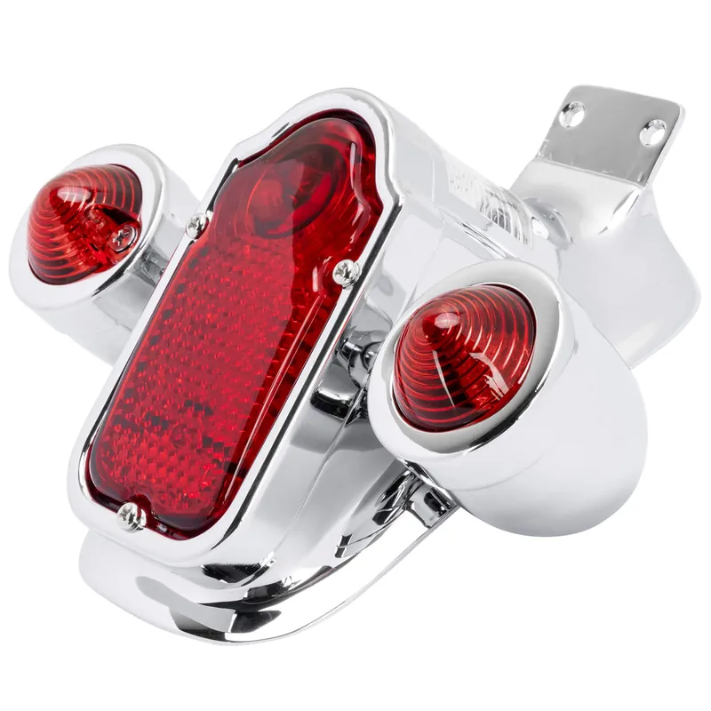 Tombstone LED Taillight w/ Red Turn Signals - Red Lens - Chrome Hot Picks