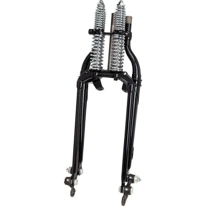 Classic Inline Springer Front Fork - Black/Chrome Springs - Stock Length Wholesale