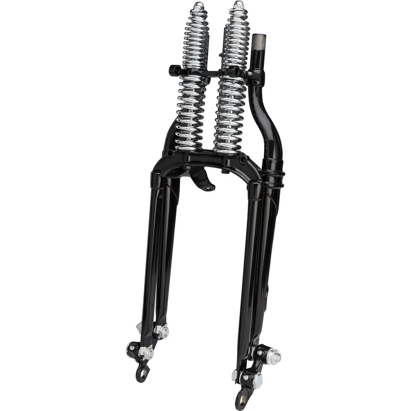 Don’t Miss Out Classic Inline Springer Front Fork - Black/Chrome Springs 2" Under Length