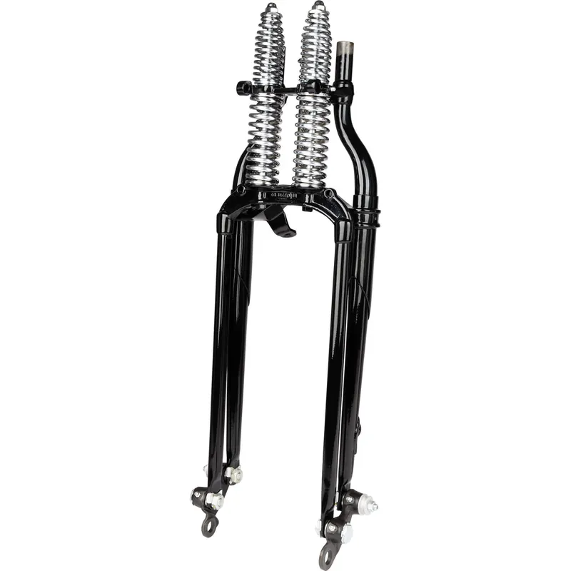 Classic Inline Springer Front Fork - Black/Chrome Springs 2" Over Length Order Now