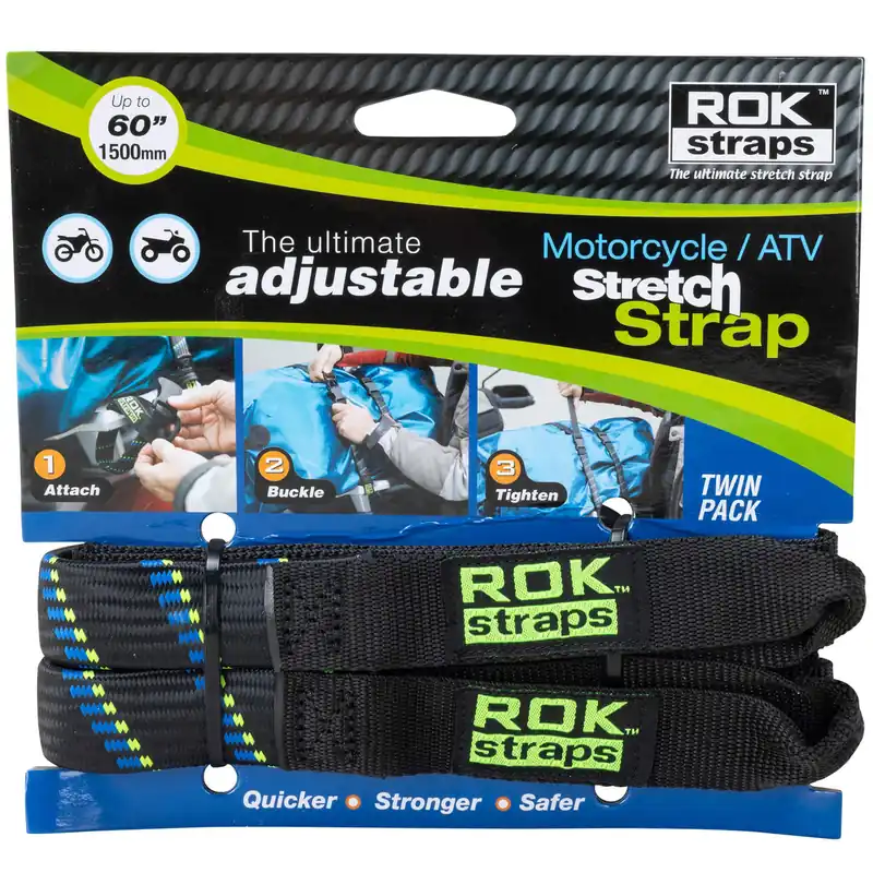 The Ultimate Adjustable Cargo Straps Twin Pack - 18"-60" x 1" - Black/Blue/Green Same Day Shipping