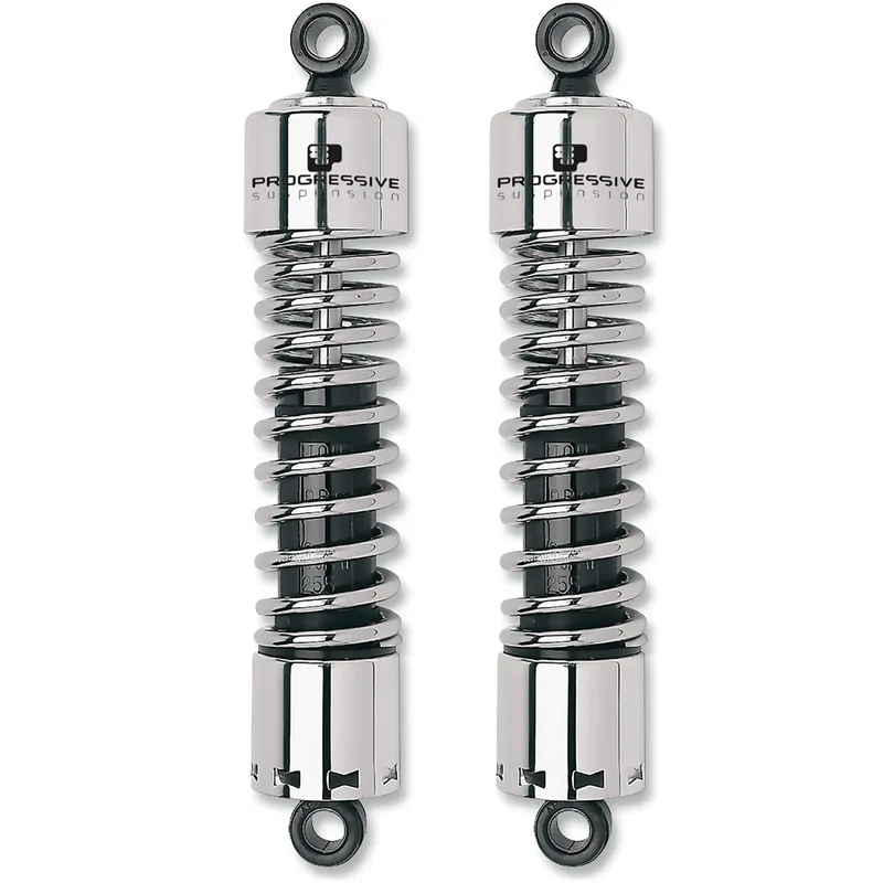 Hassle-Free Returns 412 Series 11" Shocks Chrome With Short Covers 1973-1986 Harley-Davidson Shovelheads