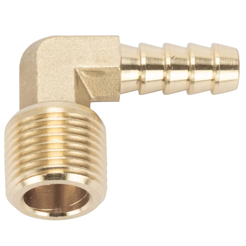 5/16 inch Hose Barb 90 Elbow x 3/8 inch NPT - Brass Money Back Guarantee