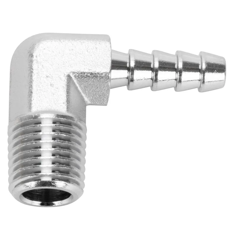 1/4 inch Hose Barb 90 Elbow x 1/4 inch NPT - Chrome Top Rated