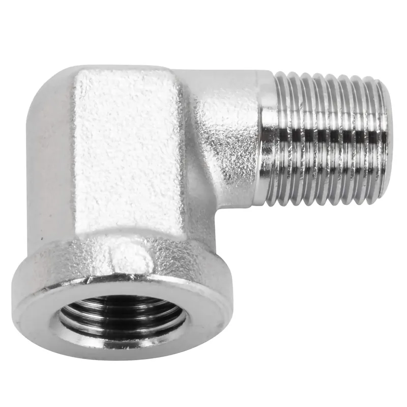 1/8 inch Hose Barb 90 Elbow x 1/8 inch NPT - Chrome Hot Deal