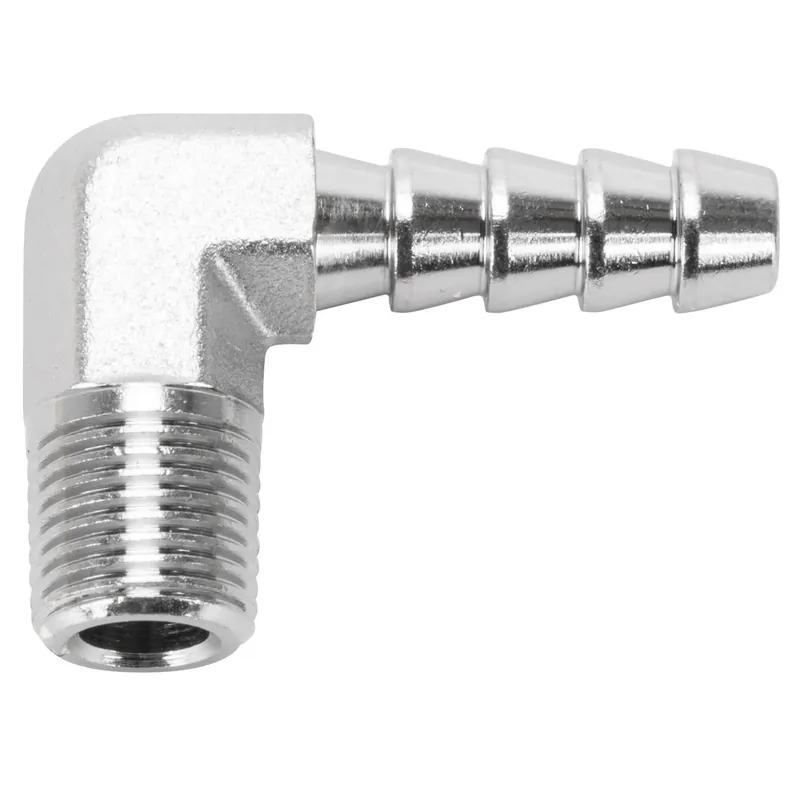 1/4 inch Hose Barb 90 Elbow x 1/8 inch NPT - Chrome Luxury