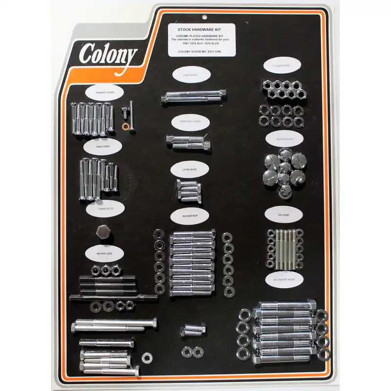 #8317 CHR Complete Stock Hardware Kit - 1967-70 Harley-Davidson Sportster XLH and 1970 XLCH - Chrome Plated One Day Deal