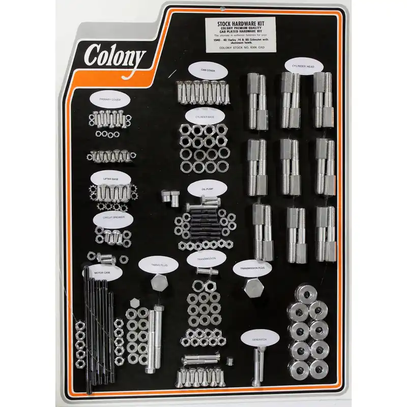 #8306 CAD Complete Stock Hardware Kit - 1940-1948 Harley-Davidson 74 & 80 Aluminum Head - CAD Plated Price Drop