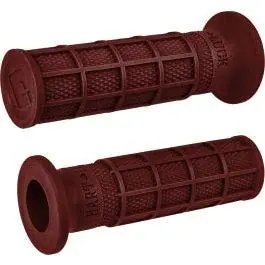 Free Shipping ODI Hart-Luck Signature Full-Waffle Slip-On Grips 1" Red Harley & Custom