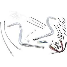 FBI Fat Baggers 1-1/2 Chrome 16" EZ Install Rounded Top Handlebar Cable PKG FLH 14-20 Sale