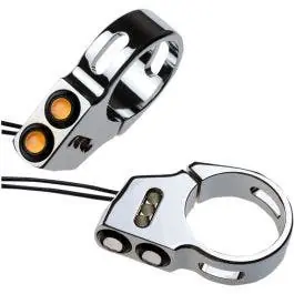 Brand New Joker Machine Chrome 41mm Fork Mount LED Front Rat Eye Amber Turn Signals Harley