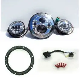 Harley LED Projector Daymaker Chrome 7" Headlight Kit Passing Lamps & Adapters Save Now