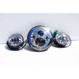 Price Cut New 7" Led Projector Daymaker Headlight & Passing Lights - Harley Touring Chrome