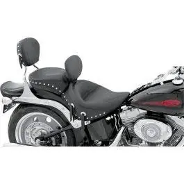 Bargain Mustang 79532 Wide Chrome Studded Solo Seat w/ Backrest Harley 06-10 FX 07 FLSTF