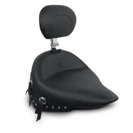 Mustang 79120 Seat Wide Chrome Studded Solo Seat w/ Backrest Harley 00-05 FXST 00-07 Free Delivery