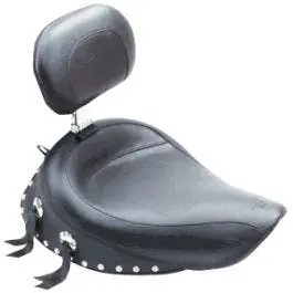 Mustang 79346 Studded Wide Solo Seat w/ Driver Backrest Harley Dyna FXD 06-17 Fast Shipping