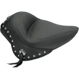 High Quality Mustang 76750 Seat Wide Chrome Studded Solo Seat Harley Softail FXS & FLS