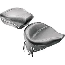 Mustang 76180 Seat Wide Chrome Studded Rear Seat Only for Solo Harley 08-15 FLSTC/S Worldwide Shipping
