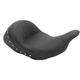 Mustang 76079 Chrome Studded Lowdown Solo Seat W/O Driver Backrest Harley 08-23 Grab Now