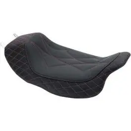 Last Chance Mustang 75130AB Blk/Red Diamond Stitch Revere Journey Solo Seat H-D FLH/T 08-Up