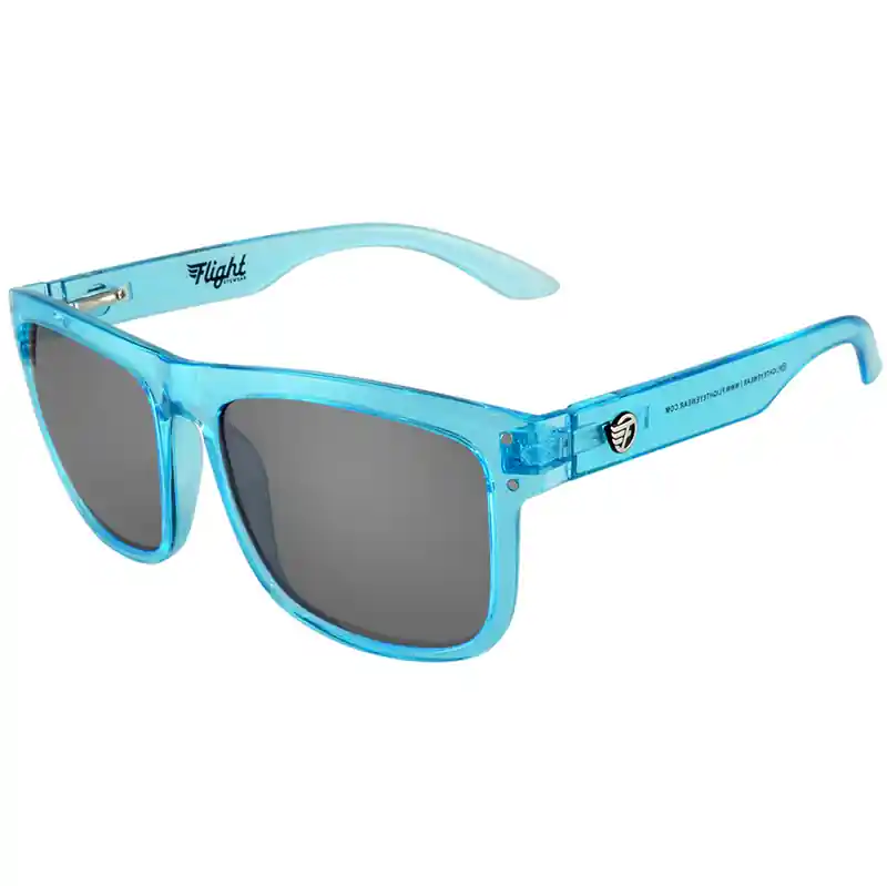 Best Choice Flight Eyewear Benny V2 Square Sunglasses - Crystal Blue Frames/ Black Lenses