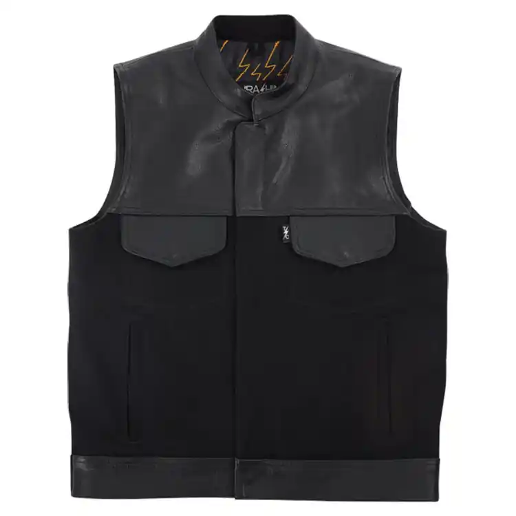 Thrashin Supply Co. - Black Kanan Leather/Denim Riding Vest Best Seller